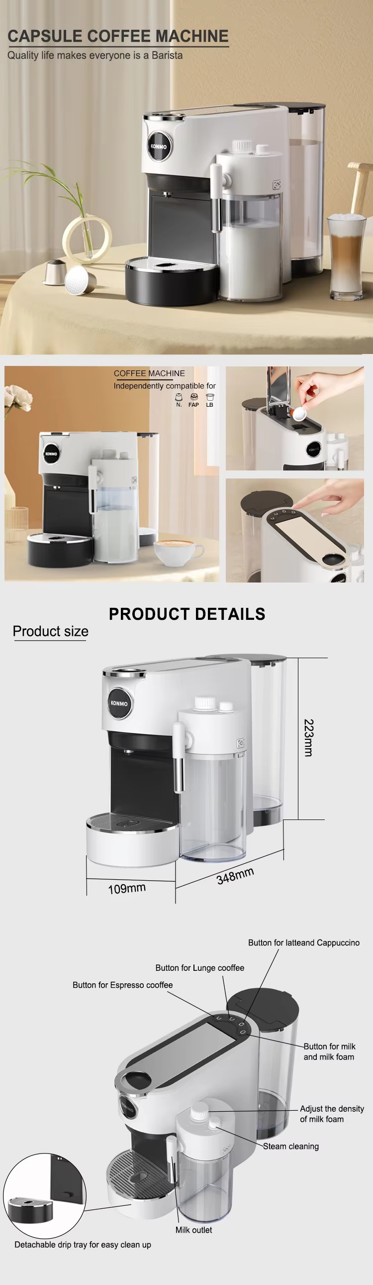 Professional Multi Flavor Capsule Coffee Maker Coffee Machine Convenient Automatic Single Serve Coffee Brew Smart Espresso Machine