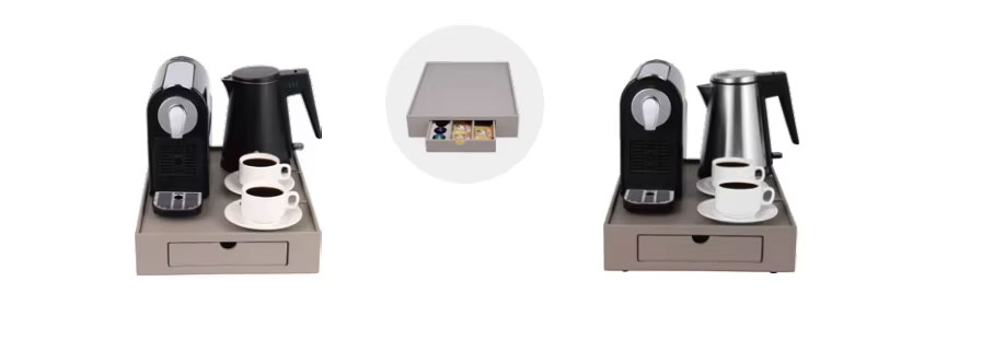 Home Appliance New Hotel Electric Kettle Welcome Tray Set and Coffee Making Machines with Stylish Coffee Maker and Tray