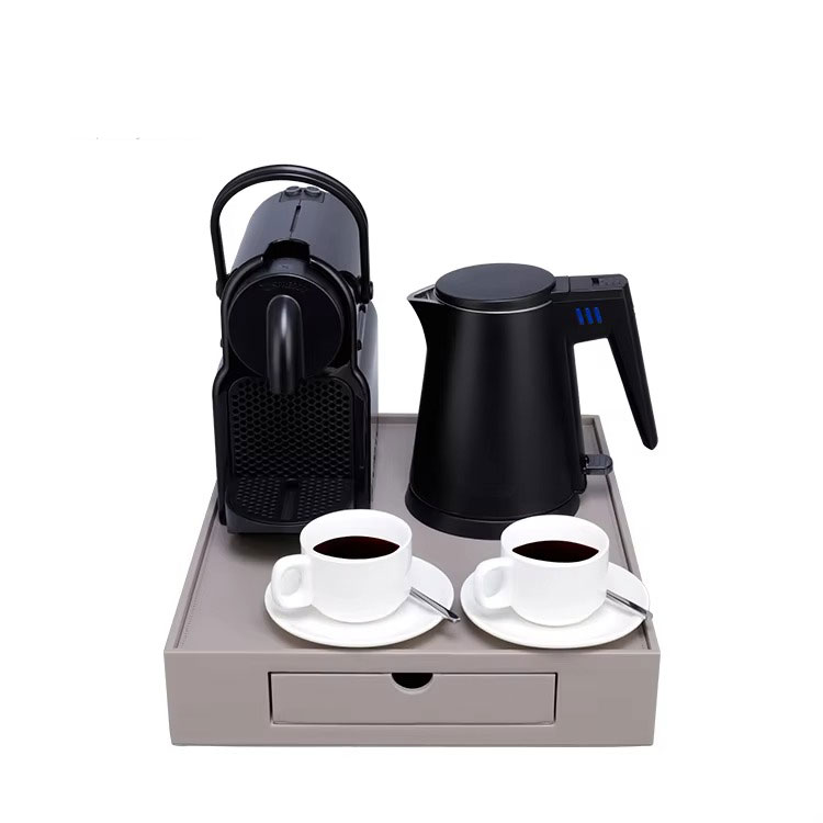 Home Appliance New Hotel Electric Kettle Welcome Tray Set and Coffee Making Machines with Stylish Coffee Maker and Tray