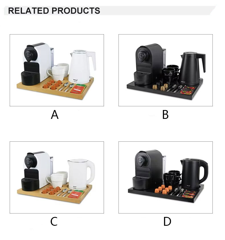 Home Appliance Hotel Amenities Bars Automatic Capsule Coffee Machine Maker Set with Electric Kettle and Cup Tray