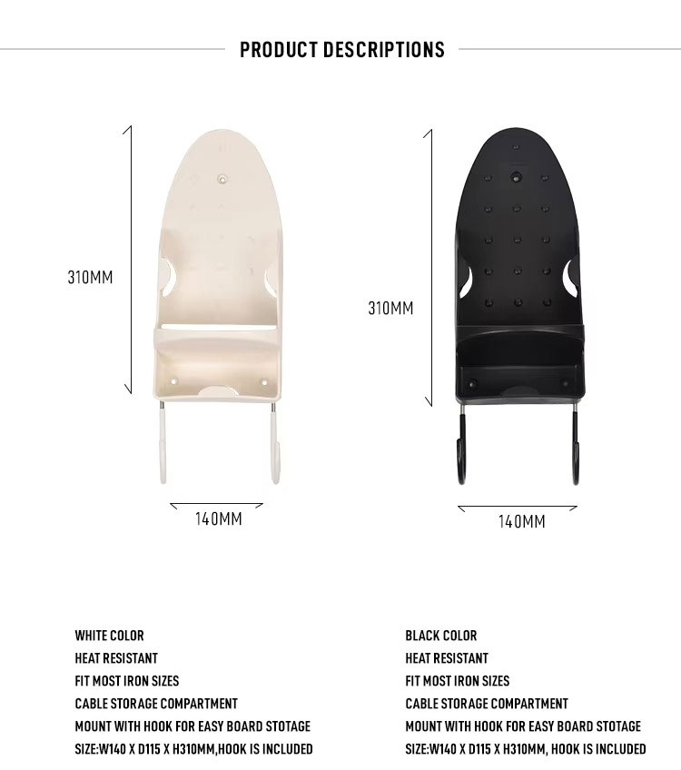 High Quality Metal Electric Steam Iron Holder with Hook Wall-Mounted Easy Storage for Hotels and Rooms