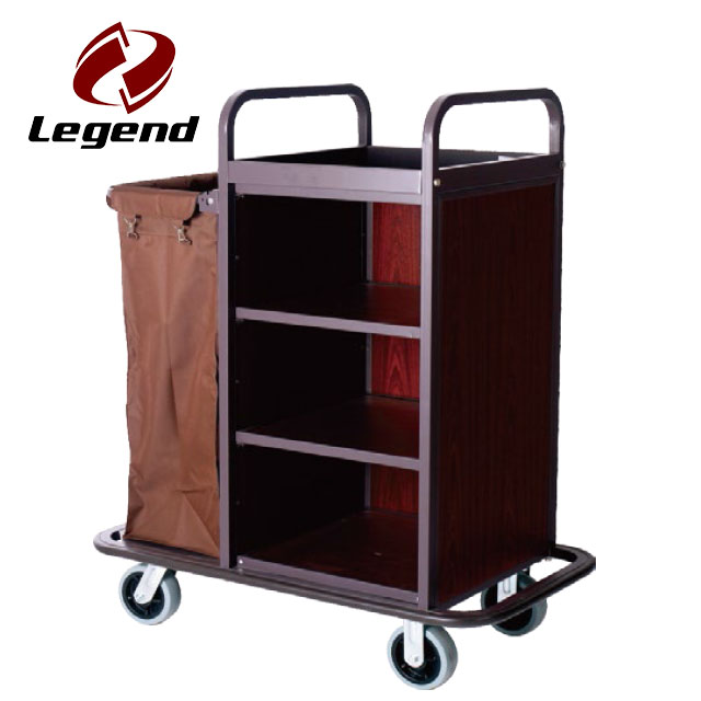 Gymqian Trolley Multi-Function Linen Car Stainless Steel Assembled Cone Cart Room Service Cart Hotel Room Cleaning Car Durable and Easy to Install dasdfdsa/Coffee 